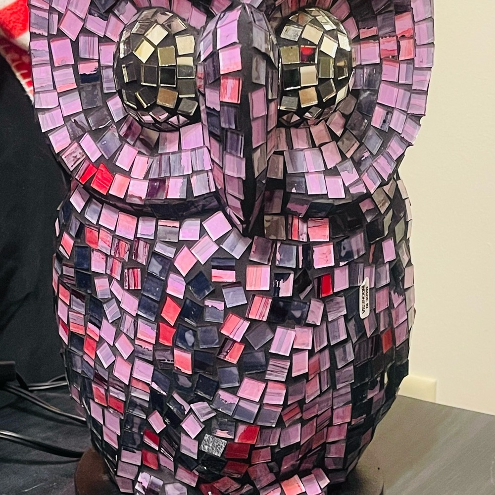 NEW Mosaic Owl light - Pink and Black